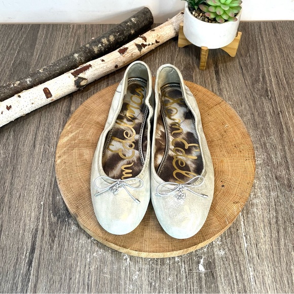 *Sam Edelman | Silver Metallic Leather Lined Felicia Ballet Flats Size 10 - Picture 2 of 13